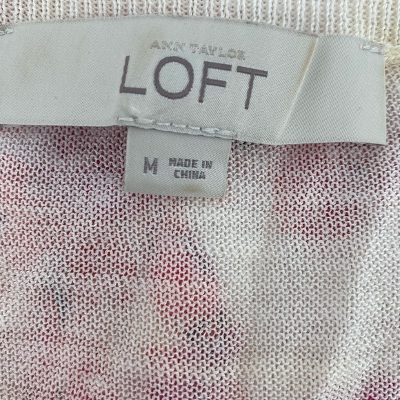 Loft | Womens Off-White Pink Floral &’ Stripe Lightweight Long Sleeved Top - Picture 6 of 6